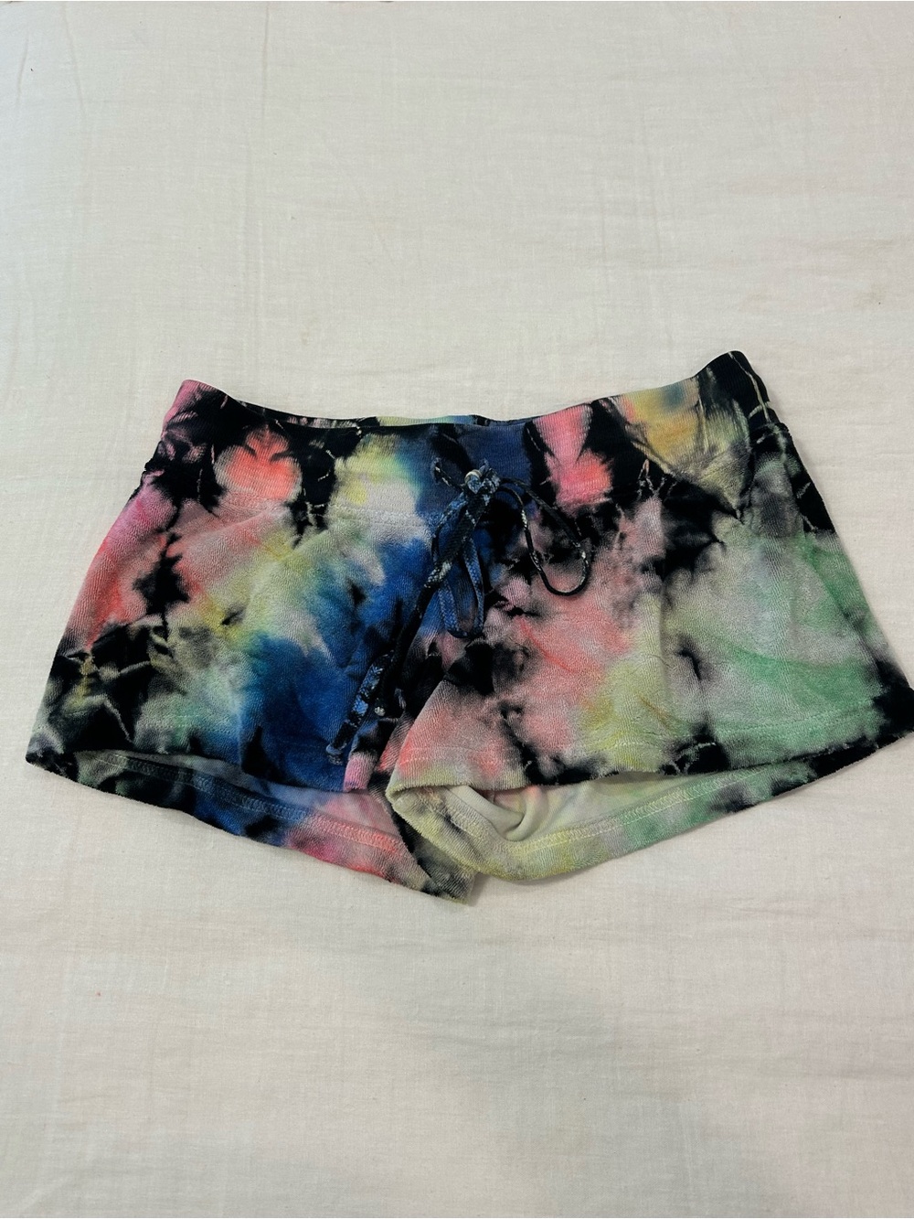 Hard Tail Multicolor Tie-Dye Athletic Shorts with Black Accents